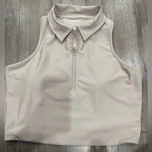 [XL]YPB Sculptlux light Gray WMN Zip-Up Polo Tank Top